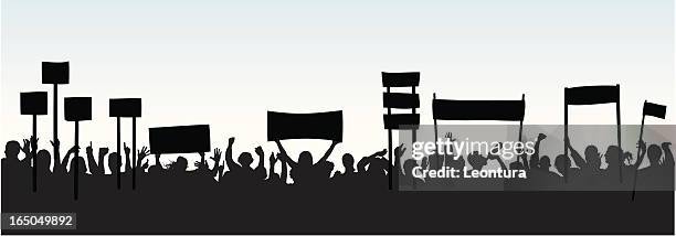 crowd - placard protest stock illustrations