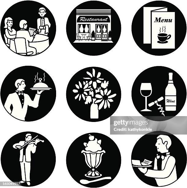 dining out reversed - centerpiece stock illustrations