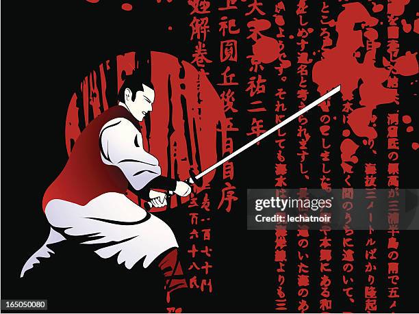 samurai revenge - japanese language stock illustrations