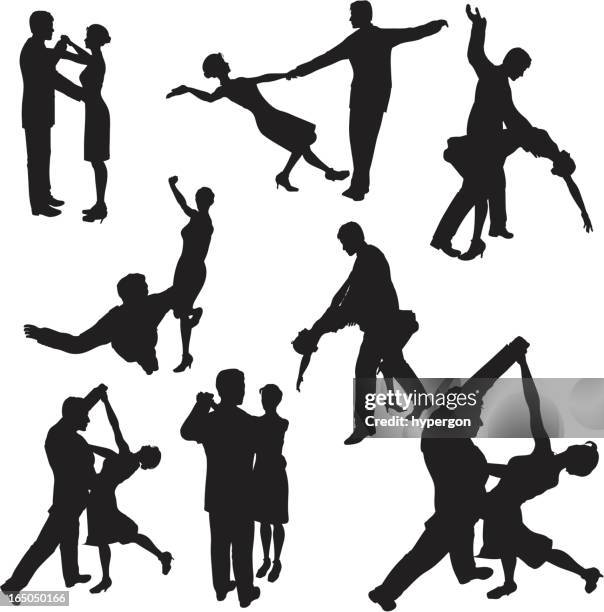 ballroom dancing silhouette collection - tango black stock illustrations