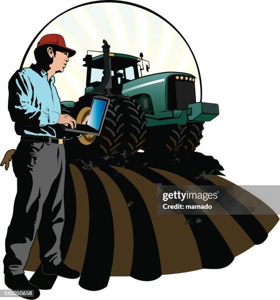 agriculture: the modern farmer - human machine interface stock illustrations
