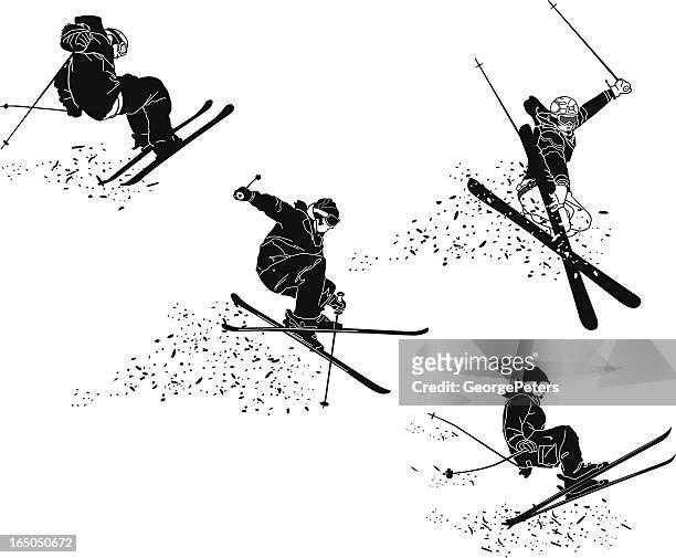 illustrations, cliparts, dessins animés et icônes de ski extrême se big air - saut à ski