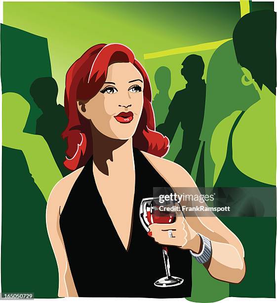 woman at party - ginger glasses stock illustrations