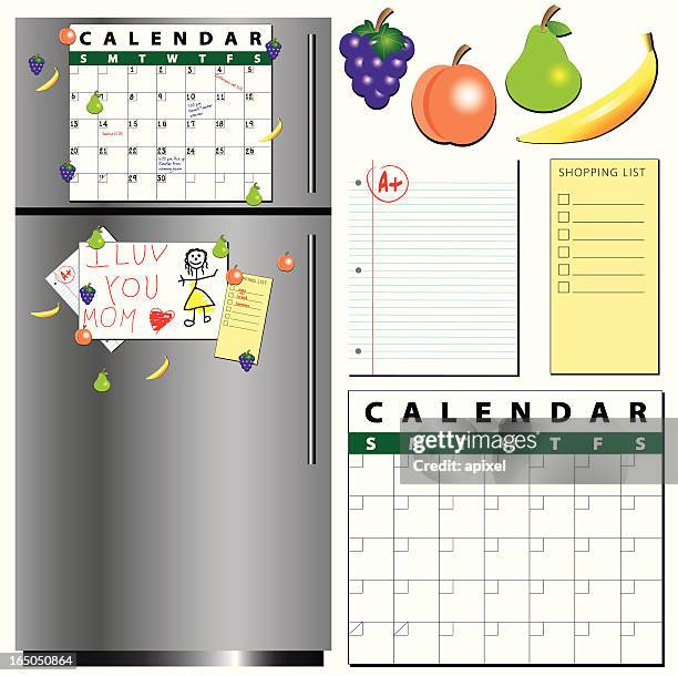 fridge and accessories - magnet stock illustrations