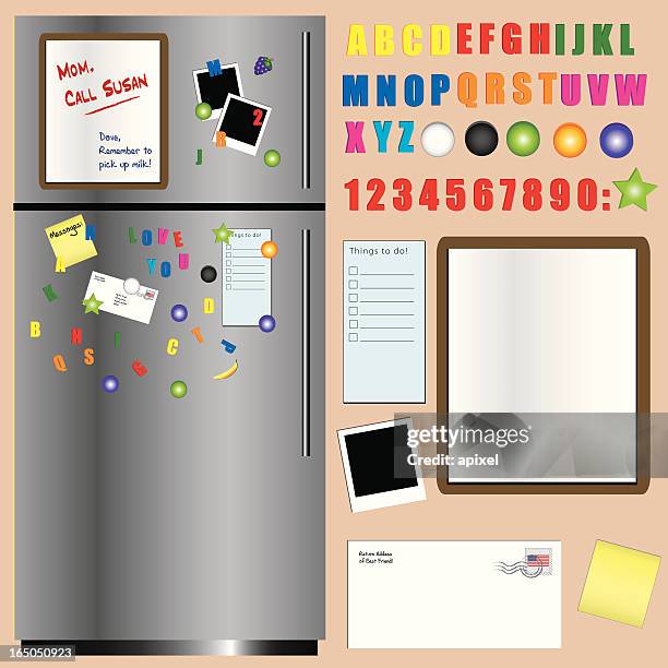 bildbanksillustrationer, clip art samt tecknat material och ikoner med fridge magnets series - ii - magnetsiffra