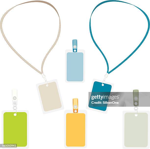 ilustraciones, imágenes clip art, dibujos animados e iconos de stock de tarjetas de identificación - necklace