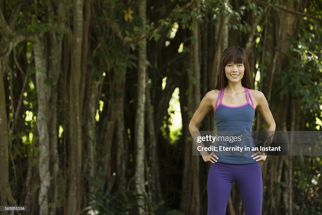 Asian woman portrait in exercise clothing