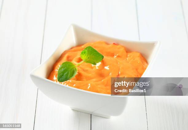 orange jalapeno salsa dip - savoury sauce stock pictures, royalty-free photos & images