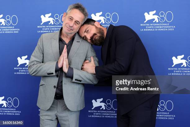 Alfredo Castro and director Pablo Larraìn attends a photocall for the movie "El Conde" at the 80th Venice International Film Festival on August 31,...