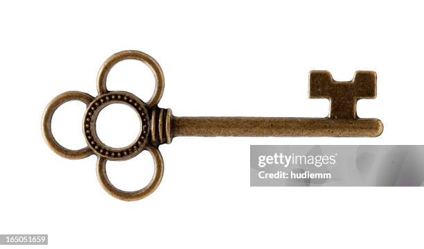 old key isolated on white background - ornate key stock pictures, royalty-free photos & images