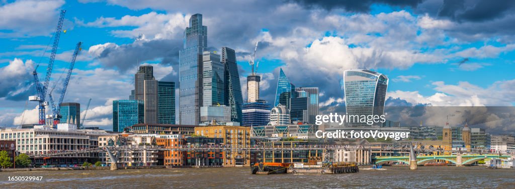 City of London Financial District skyscrapers overlooking River Thames panorama
