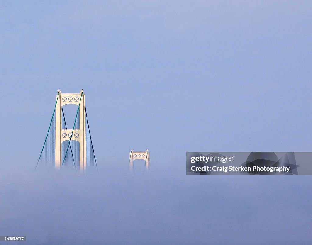 Fog Bound Mackinac Bridge