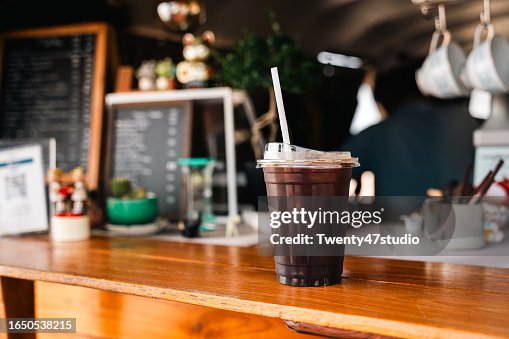 Iced Americano black coffee in hot day Iced Americano black coffee in hot day