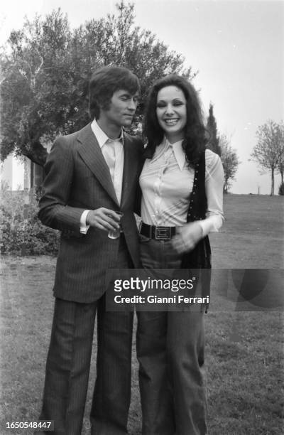 Spanish bullfighter Sebastian Palomo Linares with Spanish actress Sara Lezana, Madrid, Spain, 1976