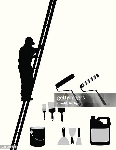 painterandtools vector silhouette - paint pot stock illustrations
