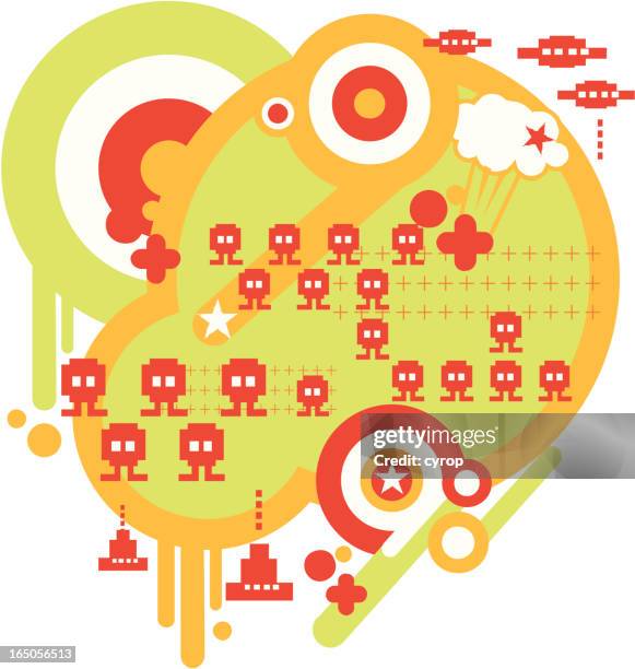 alien invasion - kid computer game stock illustrations