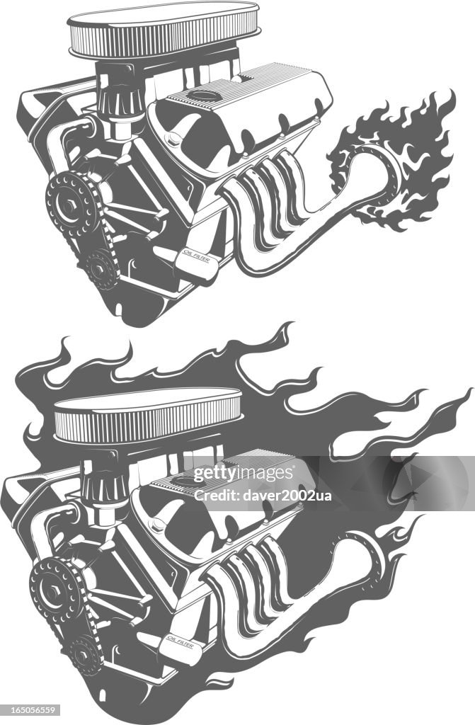 Vector V8 Engine High-Res Vector Graphic - Getty Images