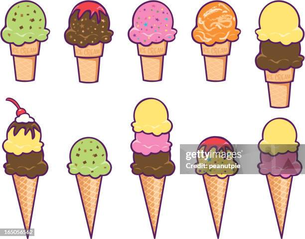 ice cream cones - mint chocolate vector stock illustrations