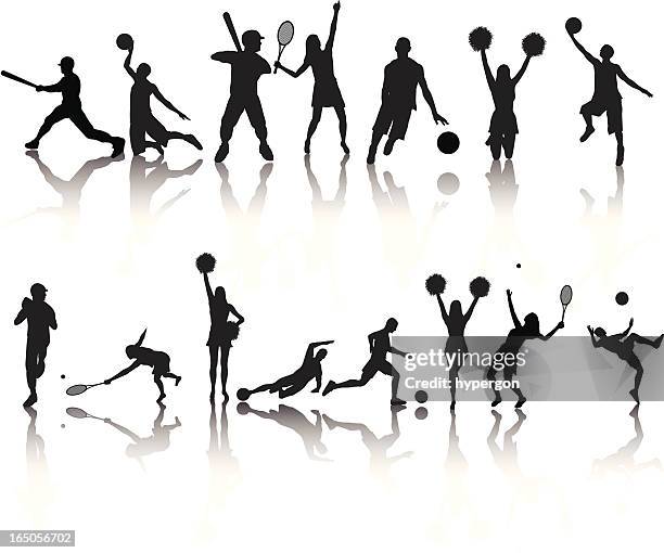 sports silhouette collection - cheerleading competition stock illustrations