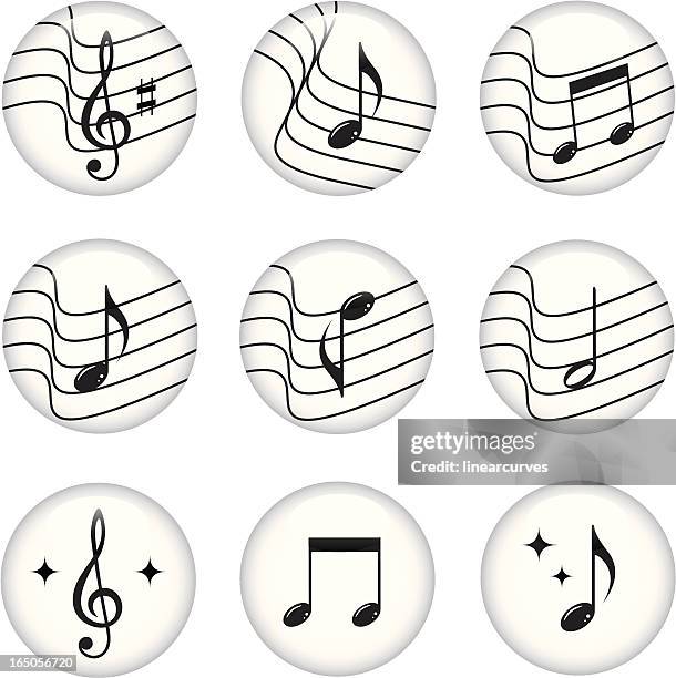 ilustraciones, imágenes clip art, dibujos animados e iconos de stock de botones de musical - nota musical negra