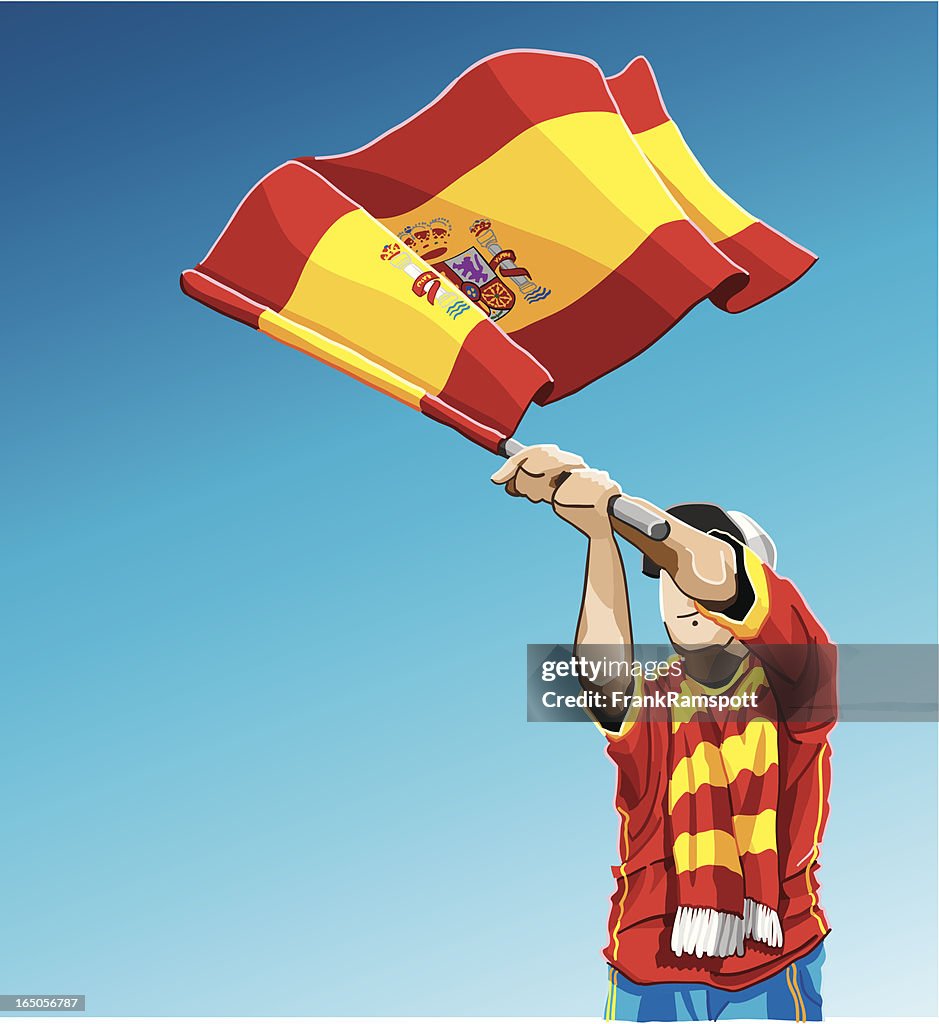 Spain Waving Flag Soccer Fan