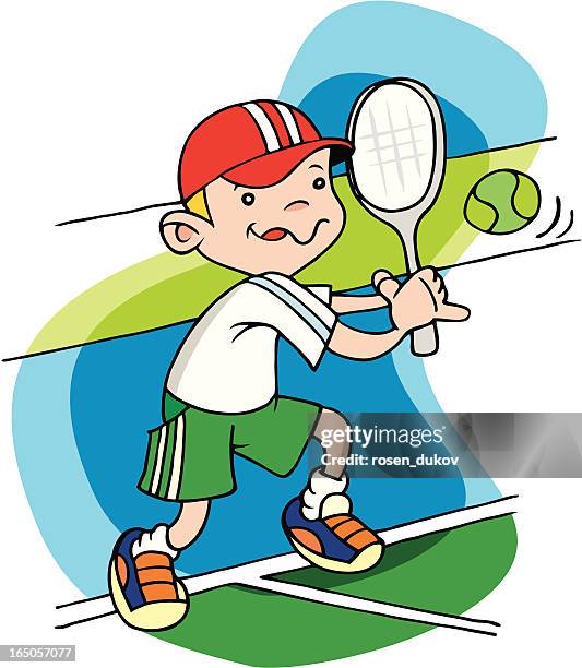 boy playing tennis - socks isolated stock illustrations