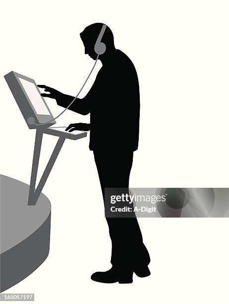 computer lcd vector silhouette - sound booth stock illustrations