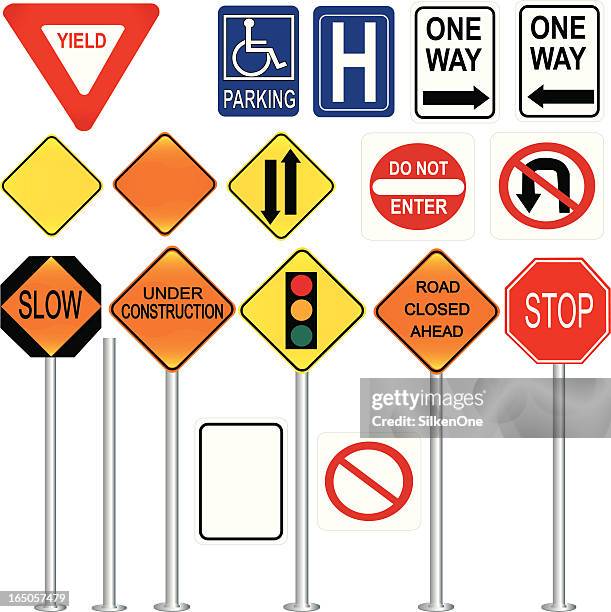 illustrations, cliparts, dessins animés et icônes de panneaux de signalisation - chantier fond blanc