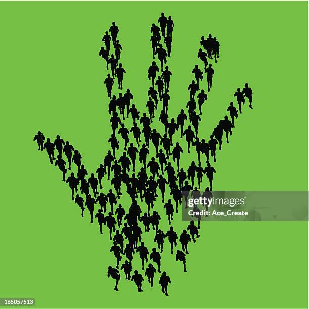 stockillustraties, clipart, cartoons en iconen met hand of people - people aerial view