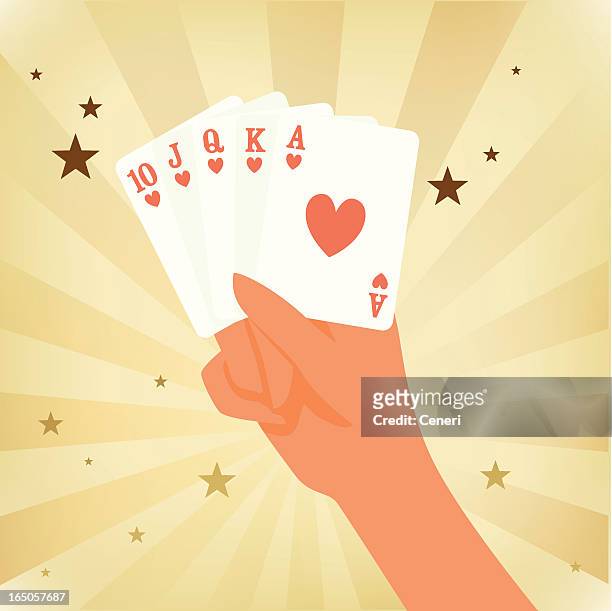 preisgekrönte spiel - hand of cards stock-grafiken, -clipart, -cartoons und -symbole