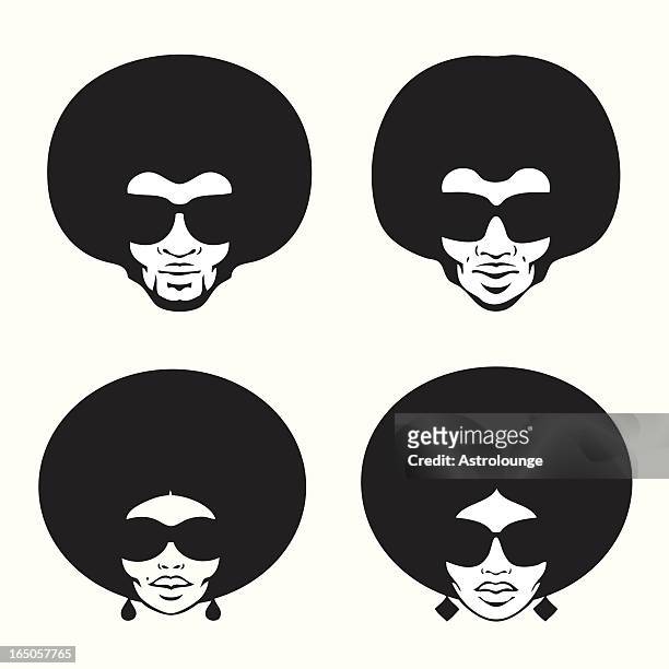 afro style - afro hairstyle stock illustrations