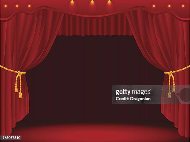 stockillustraties, clipart, cartoons en iconen met stage draped with curtains - acteur