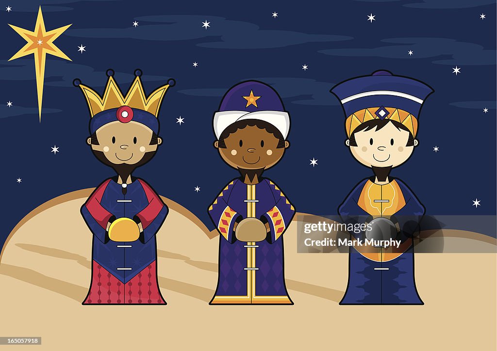 Weihnachtskrippe Drei Könige aus dem Orient weit