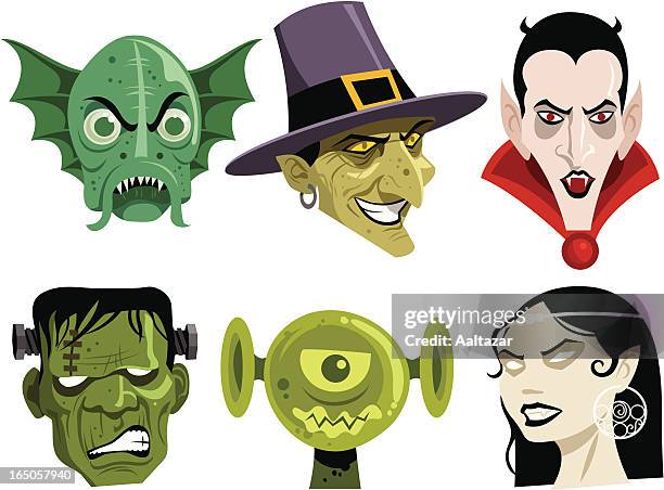 ilustrações, clipart, desenhos animados e ícones de assustador ícones personagem - frankenstein