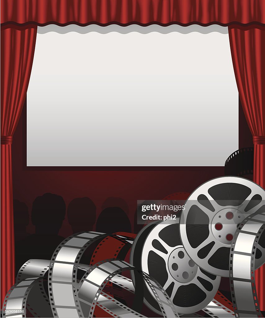 Bobine di Film e pellicola strisce e del Cinema schermo grande vettore