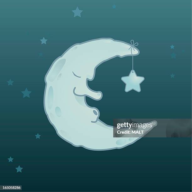 sleepy moon - man in the moon stock illustrations