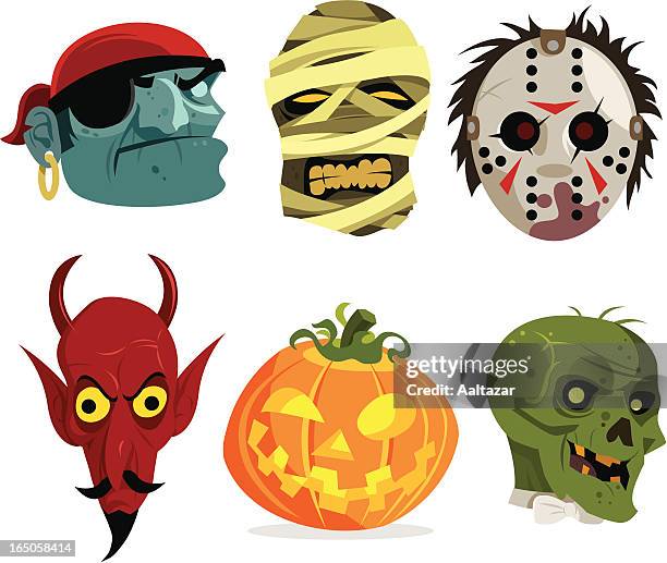 spooky character icons - halloween costume stock illustrations