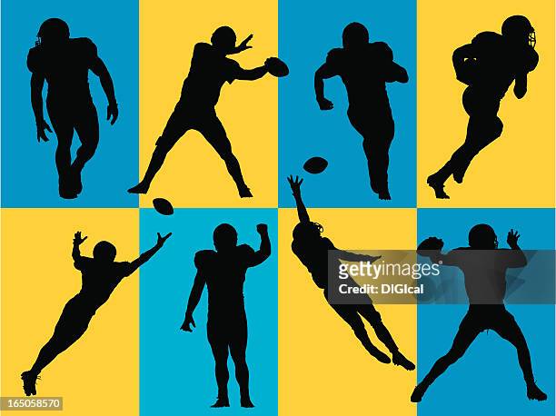 football-silhouetten - quarterback stock-grafiken, -clipart, -cartoons und -symbole