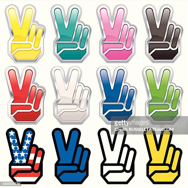 v-fingers - usa logo stock illustrations