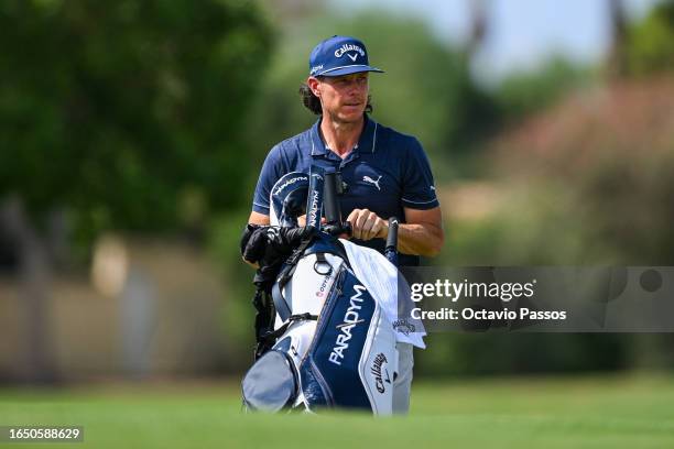 Kristoffer Broberg of Sweden walks on the 15th green during Day One of the Challenge de Espana at Club de Golf Playa Serena on September 7, 2023 in...