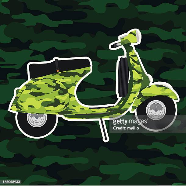 camouflage-vespa - vespa stock-grafiken, -clipart, -cartoons und -symbole