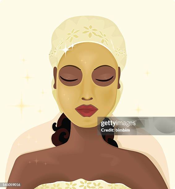 beauty mask - woman beauty body care stock illustrations