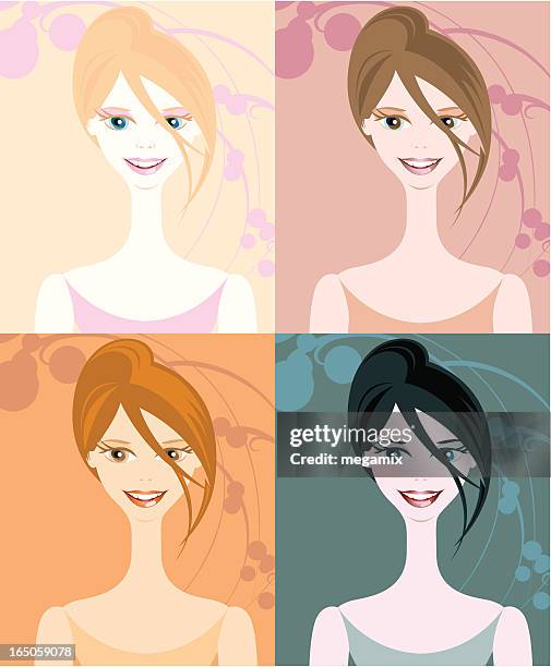 spring,summer,fall,winter. beauty types. - makeup model face stock illustrations