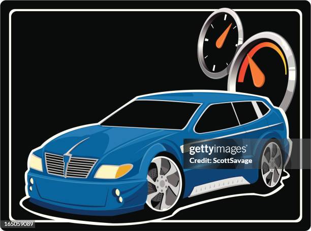 blue concept car - odometer stock illustrations
