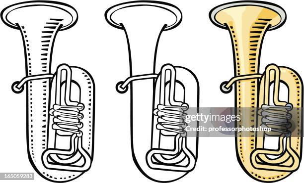 woodcut tuba - tuba stock illustrations