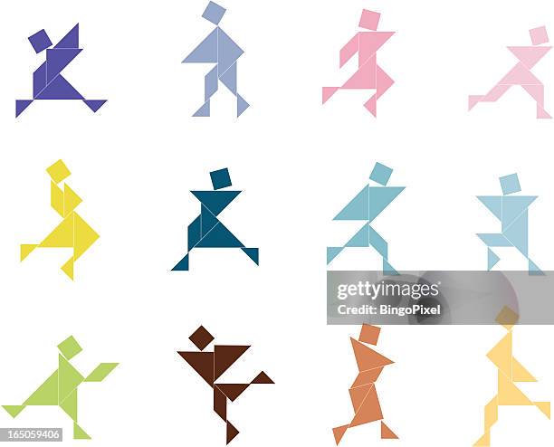 tangram people set | 007 - tangram stock illustrations