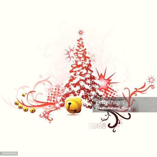 stockillustraties, clipart, cartoons en iconen met christmas red grunge - sleebellen