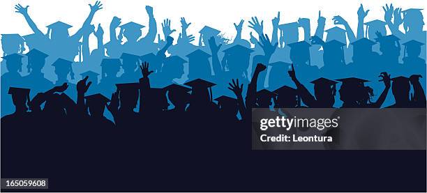 blue crowd of graduates - graduation gown vector stock illustrations