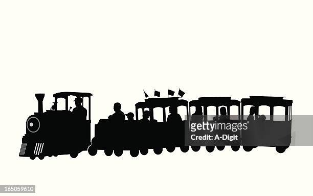 kiddie train vector silhouette - carnival ride stock illustrations