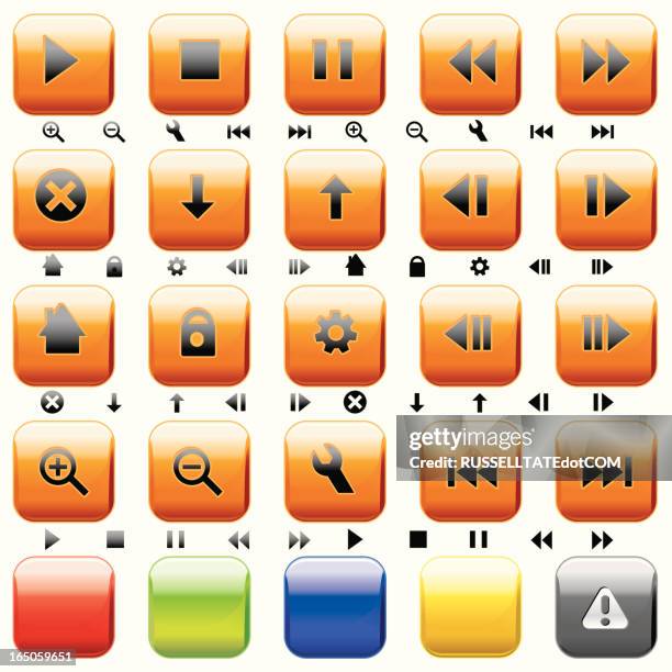 orange black icons - reflective surface stock illustrations